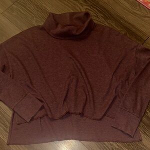AE Cozy Purple Waffle Crop Turtleneck